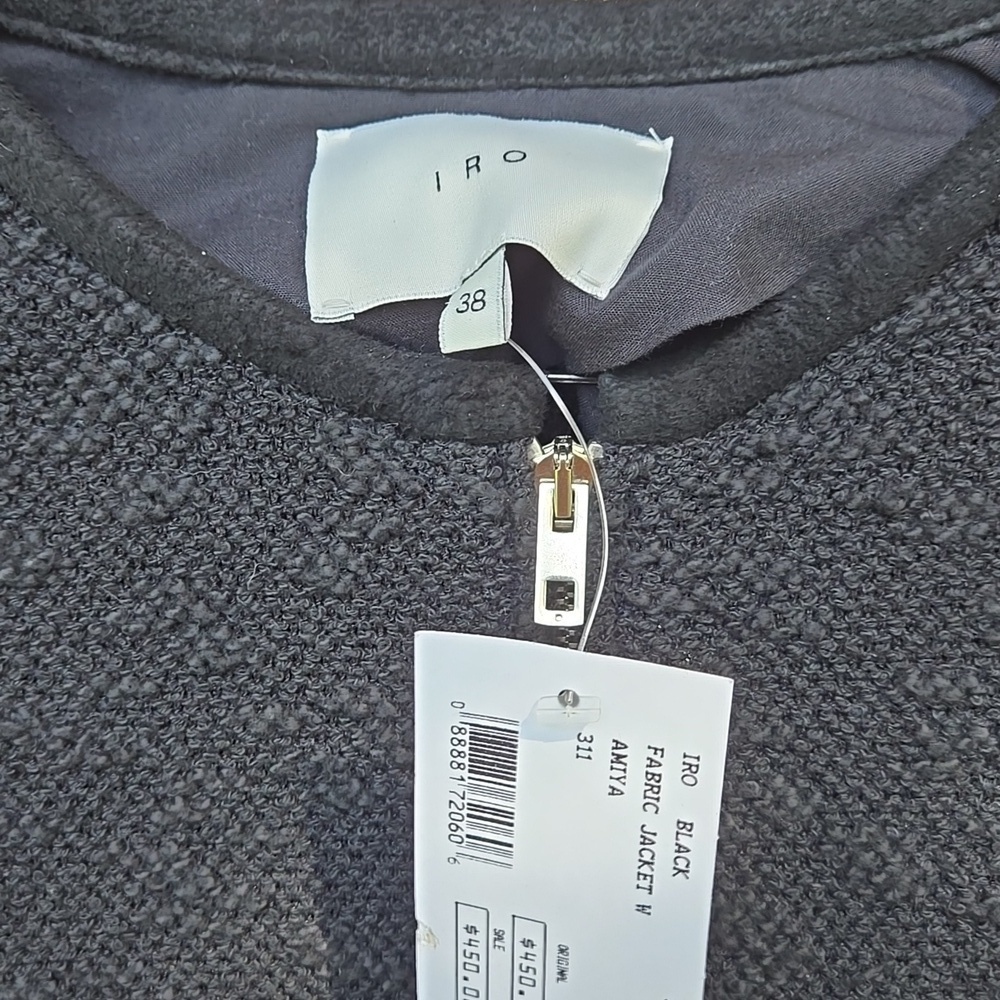 IRO Amiya Fitted Tweed Jacket Black Size 38 - Picture 3 of 5